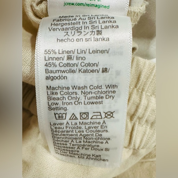 J.Crew Linen-Cotton Drawstring Cream Pant For Women Size 10 - Picture 7 of 9